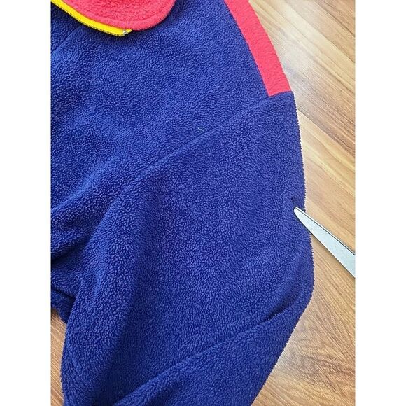 Vintage 90s Sequel Fleece Sweatshirt Color Block Size Small Navy Blue Red USA - Picture 3 of 9